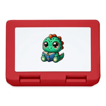 Dino reads a book - Lunchbox - red - Front