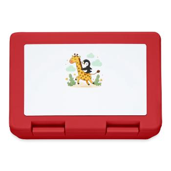 Pinguin reitet Giraffe - Brotdose - Rot - Vorne