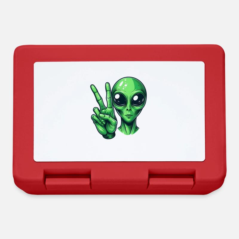 Alien zeigt Peace-Zeichen - Brotdose - Rot