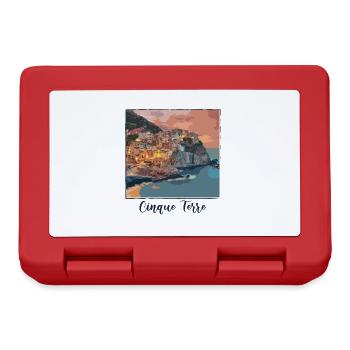 cinque terre ,blue,postcard, watercolor, italy - Lunchbox - red - Front