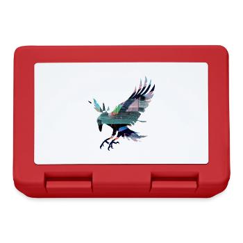 rabe,crow,bird,graffiti,red,collage,colorful,painting - Lunchbox - red - Front