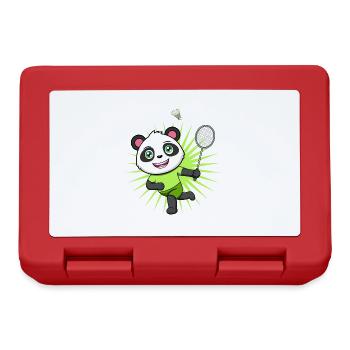Joueur de badminton Panda Bear Ironic Hobby Sports - Boîte à goûter - rouge - Devant