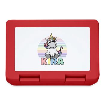 Kira Unicorn Name - Lunchbox - red - Front