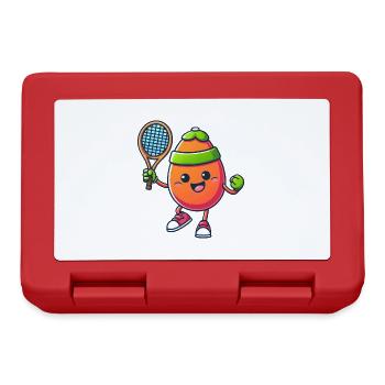 Cute Comic Easter Egg with Tennis Racket - Lunchbox - red - Front