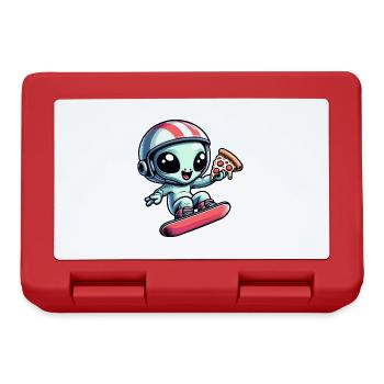Süßes Comic Alien Snowboard Snowboarder - Brotdose - Rot - Vorne