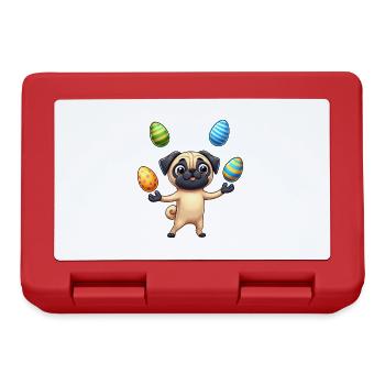 Easter Pug Juggling Eggs, Dog Artist - Lunchbox - red - Front
