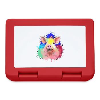 Pig, colorful, splashes of color, painting - Lunchbox - red - Front