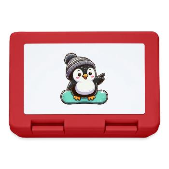 Penguin Snowboarder Winter Sports Design - Lunchbox - red - Front