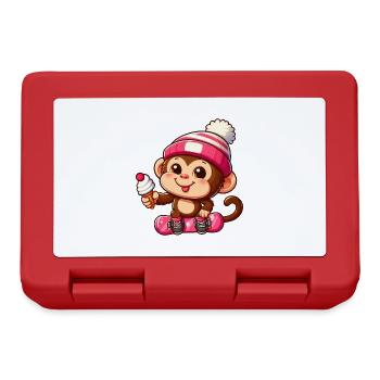 Chimpanzee Snowboarder Winter Action - Lunchbox - red - Front
