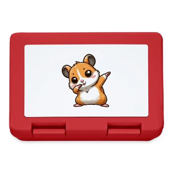 Dabbing Hamster: Cute Cartoon Fun - Lunchbox - red - Front