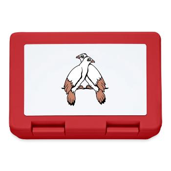 2 Tauben Vögel zwei Freunde sitzten Kabel Paar - Brotdose - Rot - Vorne