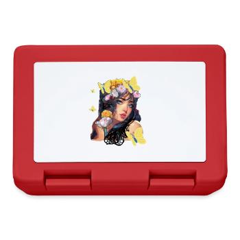 Woman, flowers, Asian, illustration, butterfly - Lunchbox - red - Front