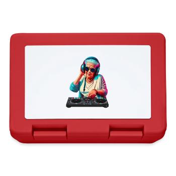 DJ Oma Grandma Hipster mit Sonnenbrille Kopfhörer - Brotdose - Rot - Vorne