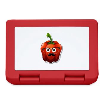 Habanero, chilli, glasses, nerd glasses, beard, illu - Lunchbox - red - Front