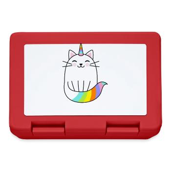 Unicorn Cat Rainbow Colors - Lunchbox - red - Front