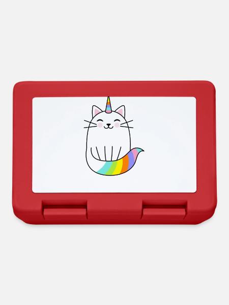 Einhorn Katze Regenbogenfarben - Brotdose - Rot