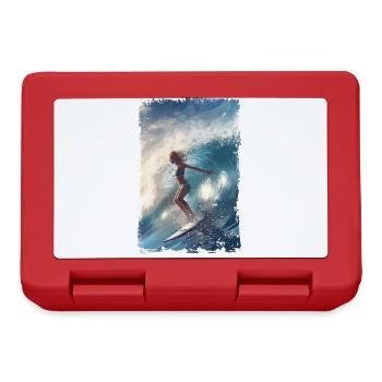 Surfende Frau mit Summer Vibes Surf Vintage Style - Brotdose - Rot - Vorne