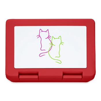 Retro Vintage Katzen 80er 90er - Brotdose - Rot - Vorne