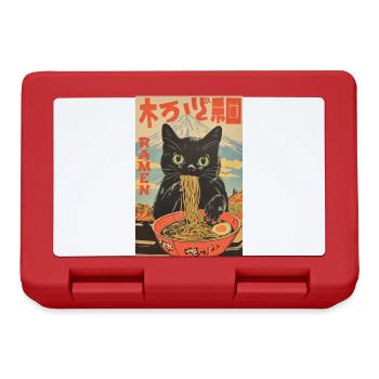 Drôle de chat Ramen Japonais Japon Amoureux - Boîte à goûter - rouge - Devant