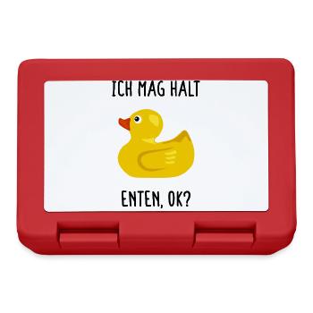 Ich Mag Halt Enten Gelbe Entchen Fun Quietscheente - Brotdose - Rot - Vorne