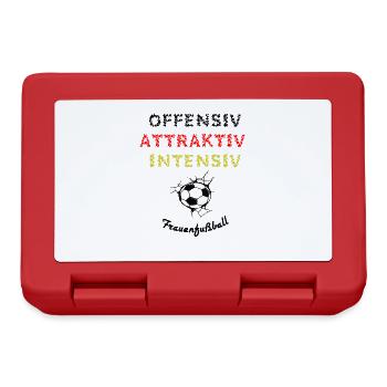 Frauenfußball- offensiv, attraktiv, und intensiv - Brotdose - Rot - Vorne
