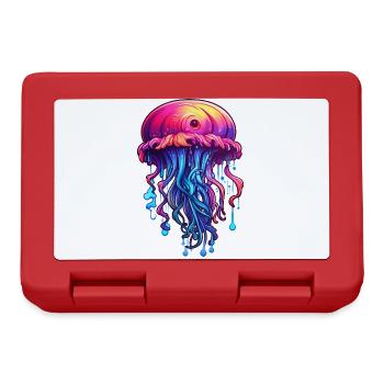 Pink Blue Graffiti Jellyfish Artwork - Lunchbox - red - Front