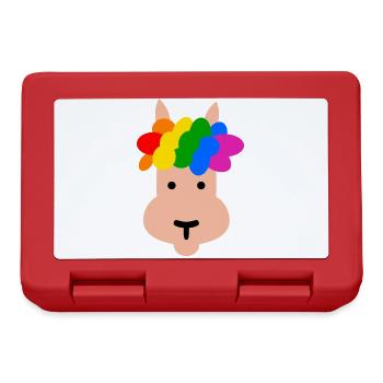 Lama avec coiffure arc-en-ciel - Boîte à goûter - rouge - Devant