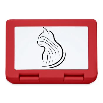 Cat SIlhouette - Lunchbox - red - Front