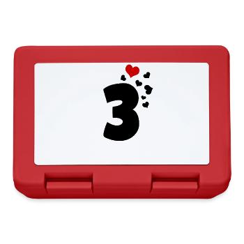 3 cœurs 3ème anniversaire - Boîte à goûter - rouge - Devant