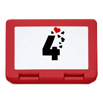 4 hearts 4th birthday - Lunchbox - red - Front