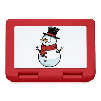 Schneemann Winter Weihnachten Schnee - Brotdose - Rot - Vorne