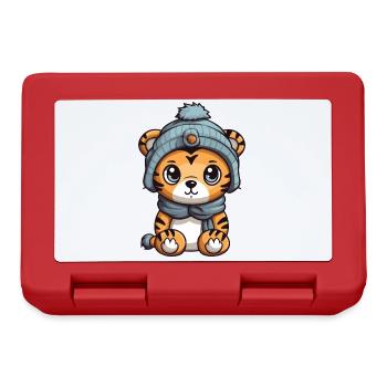 Tiger Animal Baby Comic Winter - Lunchbox - red - Front