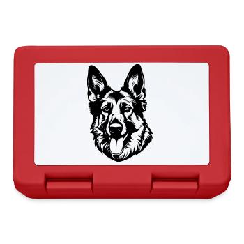 German Shepherd Dog Head - Lunchbox - red - Front