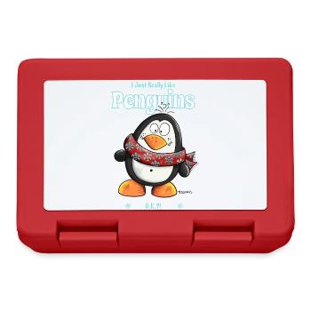 J’aime vraiment les pingouins Penguin Spruch - Boîte à goûter - rouge - Devant