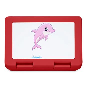 Babyrosa Delfin, der aus dem Wasser springt - Brotdose - Rot - Vorne