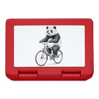 Panda à vélo - Boîte à goûter - rouge - Devant