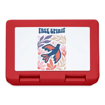Free Spirit - Aesthetic Boho Graphic Floral Bird - Lunchbox - red - Front