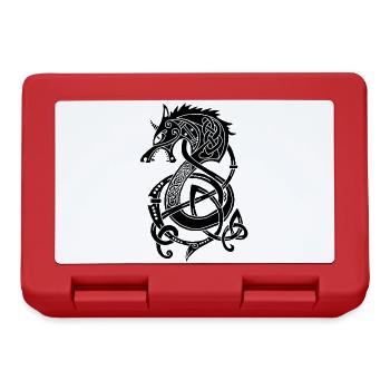 Viking Wolf Dragon (Black) - Lunchbox - red - Front