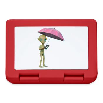 Alien avec parapluie - Boîte à goûter - rouge - Devant
