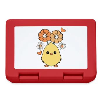 Küken Huhn Frühling Blumen Sommer Ostern Garten - Brotdose - Rot - Vorne