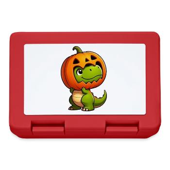 Halloween Dino Dinosaurier T-Rex Kürbis Hut Helm - Brotdose - Rot - Vorne
