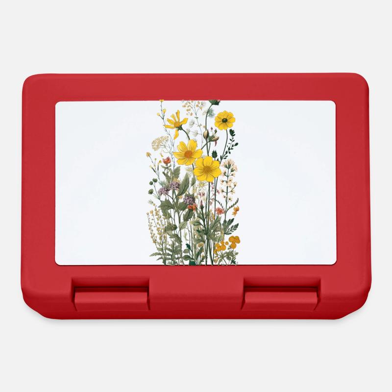 Wunderschönes Boho Blumen Herbarium Bouquet gelb - Brotdose - Rot