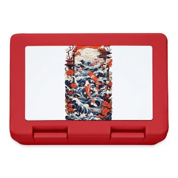 Japan Koi Retro Art Fisch Design Ukiyo-E Stil - Brotdose - Rot - Vorne