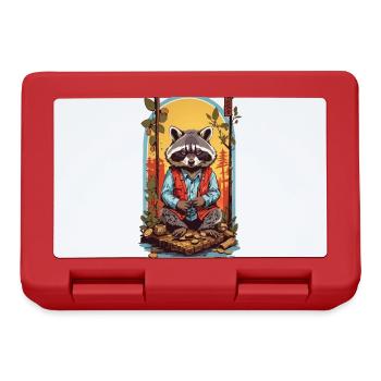 Raton laveur chanceux Japon rétro Kanji Design Style - Boîte à goûter - rouge - Devant
