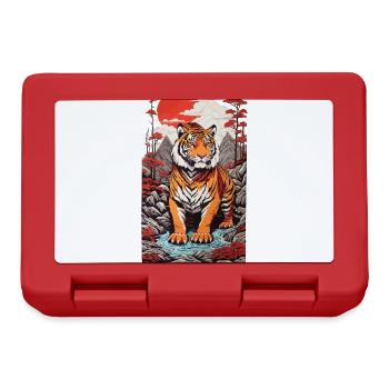 Tigre asiatique Ukiyo-e Japon Style artistique - Boîte à goûter - rouge - Devant