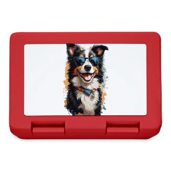 Border Collie Popart Style Dog Artwork - Lunchbox - red - Front