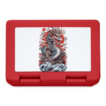 Ukiyo-E Dragon Vintage Streetwear Japon Design - Boîte à goûter - rouge - Devant