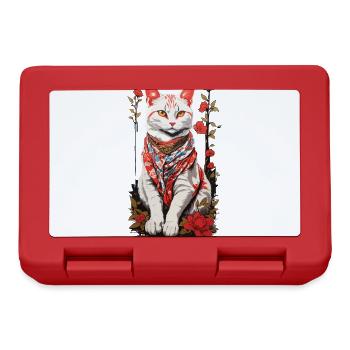 Japanese Cat Cute Cat Art Cat Design - Lunchbox - red - Front