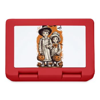 Les enfants Halloween Trick or Treat Illustration rétro - Boîte à goûter - rouge - Devant