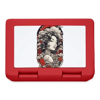 Vintage Ukiyo-e Asiatische Schönheit mit Kanji - Brotdose - Rot - Vorne
